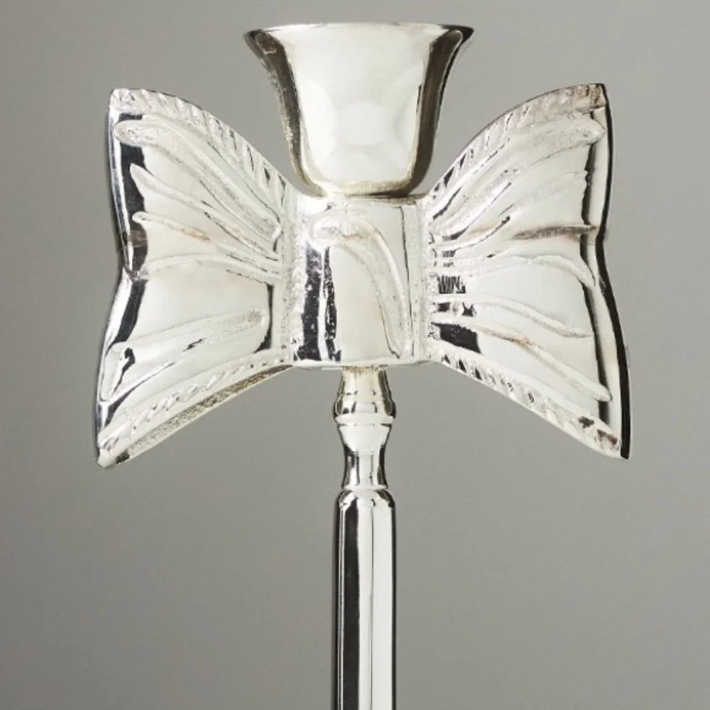 Silver Plated Bow Taper Candle holder benedita